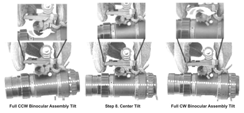Initially set the tilt adjustment to the centered position (determined by aligning the tilt lever with bottom