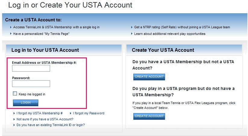 Join a team Record a USTA League Score Appeal your Rating Check the stats of your team Search for a rating or for a player s record Search for Championship information When you fire up your internet