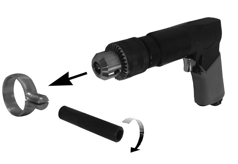 FITTING THE HANDLE The CAT123 is supplied with a removable side handle. To install it proceed as follows. 1. Slide the clamping ring over the body of the drill. 2.