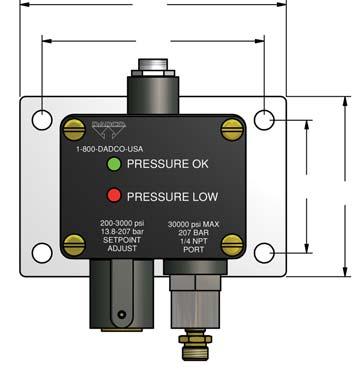 Components: Pressure Monitors Linked Systems The DADCO Pressure Monitor indicates if pressure drops below a preset level, alerting the press controller to shut down the press.