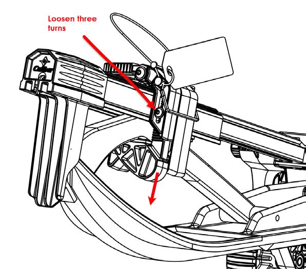3. Position one Sled Wheel assembly above the ski so that the Sled Wheels axle is directly above the ski spindle axle.