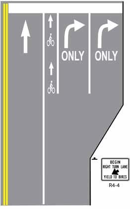 3.8. Bicycle Lanes at Double Right Turn Intersections Design Summary Width: Bicycle Lane pocket should have a minimum width of 4 with 5 preferred.
