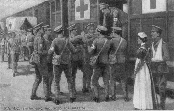 Doctors and Nurses All medical officers and men in 1914 belonged to the RAMC - Royal Army Medical Corps - which organised and provided medical care at the Western Front.