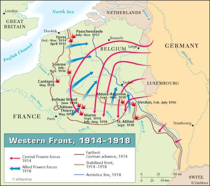Key Battles on the Western Front Ypres 1914 Early in the war the British had moved into Ypres in Belgium to prevent Germany reaching the English Channel.