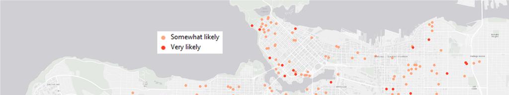 Residents likely to join the Mobi bike share program are marked geographically in Figure 7.