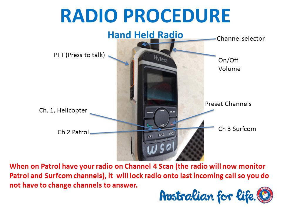 LIFESAVING NEWS - RADIO UPDATE A new Radio Procedure has been developed to assist patrol members in using one of our most exciting pieces of equipment.
