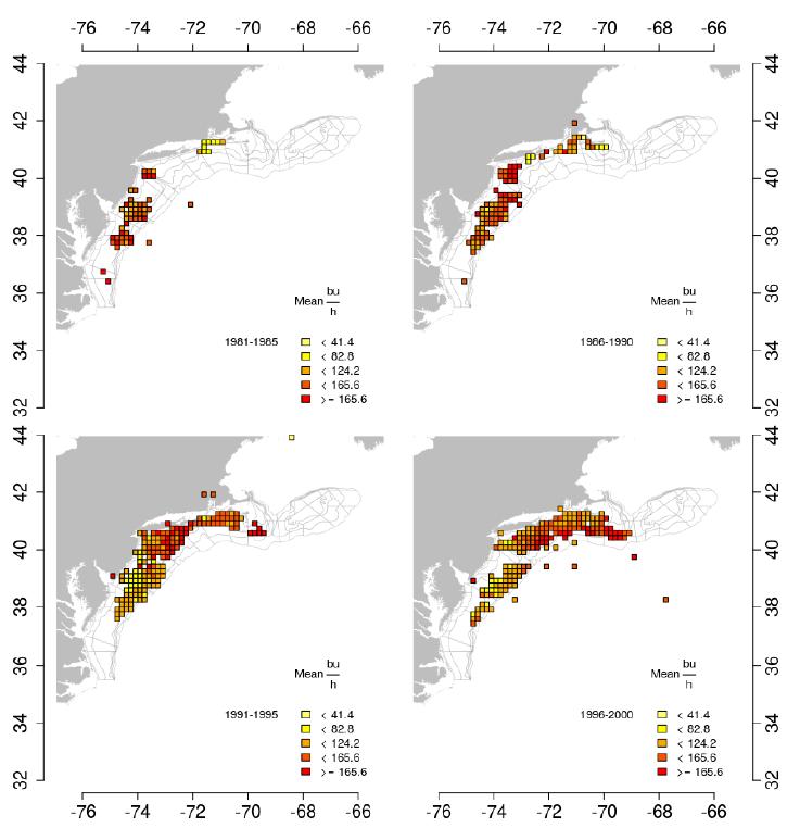 Figure 10. Average ocean quahog landings per unit effort (LPUE; bu.
