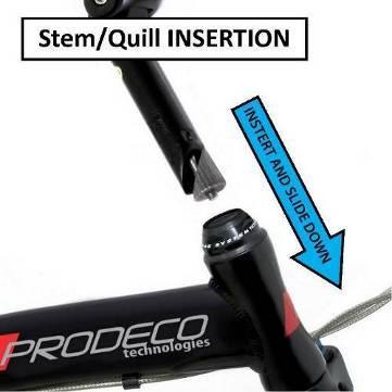c) Installing and adjusting the handlebar stem (SEE PHOTOS) When the handlebar and stem of the Stride is shipped, it is not inserted into the steerer tube.