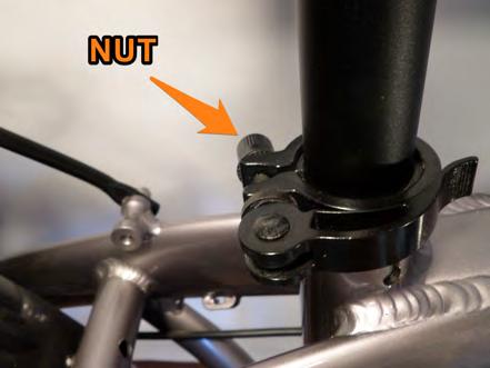 STEP 4 Install Seat & Post Adjust the seat to your preferred height by loosening the seat post clamp lever, slide the seat into the frame at the