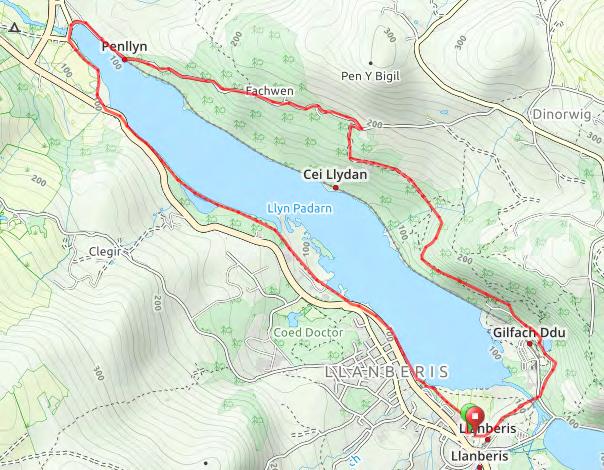 The Run Course - Lake Lap The lake lap section of the run is a 5.2 mile course that goes clockwise around Llyn Padarn. About a third of the course is on tarmac, the rest is trail.