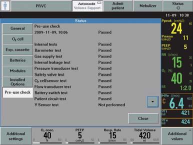 Overview of Ventilator 2 INSTALLED OPTIONS Information displayed about which options are installed in the ventilator, e.