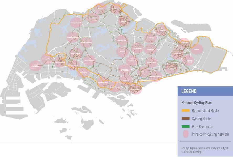 Singapore national cycling plan 43 Today 230 km of park connectors