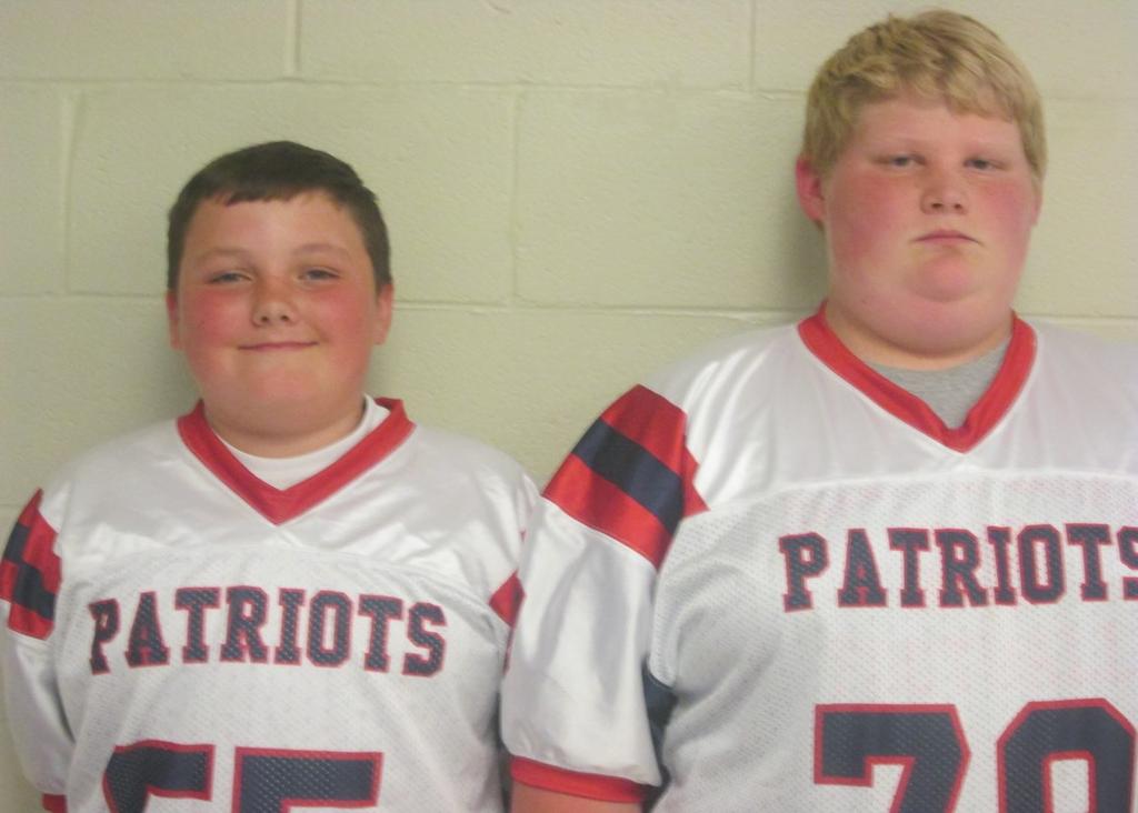 Liam Jeffries and Zachary Kelley wear their jerseys before Wednesday s game at Lincoln Middle School.