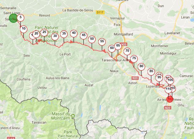 From Tarascon we avoid the busy road by climbing up the flank of the valley and enjoying fabulous views across the Ariège valley on our way to the col du Chioula, high above a vertiginous descent to