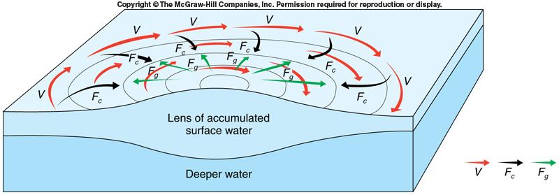 Geostrophic Flow F g = Pressure gradient force F c = Coriolis force V =