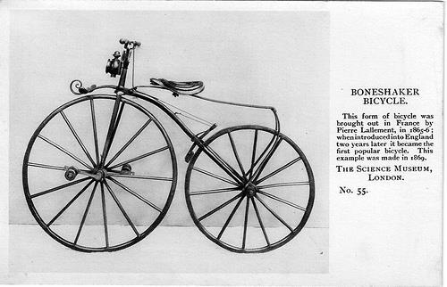 THE SECOND BICYCLE The pedals made it easier to move. This type of bicycle was commonly known as a boneshaker.