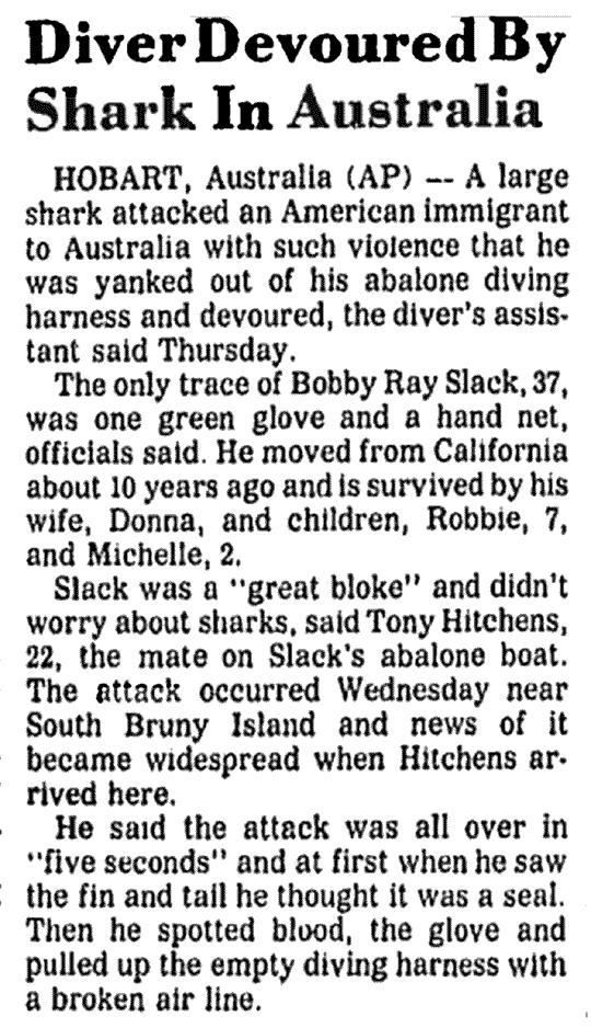 NARRATIVE: I worked in a small dinghy and used to tie the air hose to the dinghy and pull the hose up to keep the pressure off the diver, said his deckhand Tony Hitchens.
