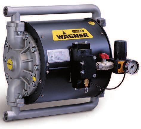 Unica 4-270 Double diaphragm pump 4.5:1 for product transport and circulating systems. For pressures up to 27 bar and 8 L/min. Multiplication ratio 4.