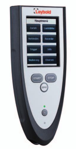 touch screen display Up to 100 m wireless operation or up to 34 m with wired transmission Pushbuttons for important menu functions (Start, Stop, Zero, On/Off) Leak rate display selectable (numeric,