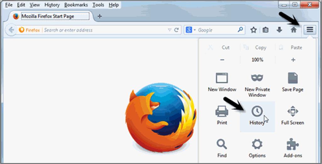 Clear Firefox browsing history when using Mozilla Firefox.