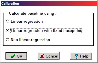 Calculate the calibration line Open the dialog box Calculate calibration line under view mode, calibration,