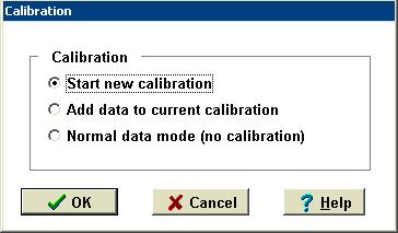 Start calibration In view mode, actual run,