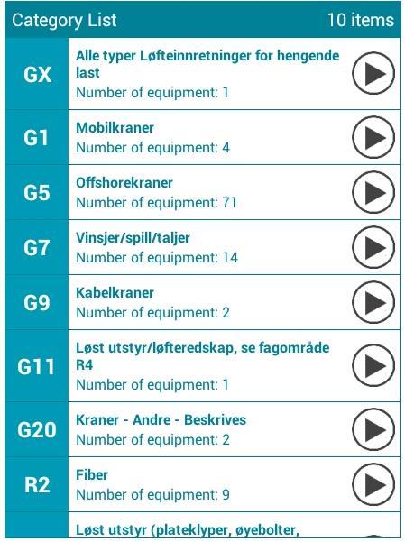 MANAGE EQUIPMENT Tap button to view list of equipment in