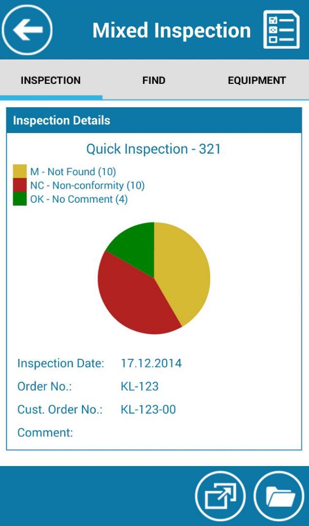 PERFROM MIXED INSPECTION To view the chart, tap "Chart" button on the bottom toolbar. On Inspection List, you can: - Sort the list of inspections list by tapping "Sort" button.
