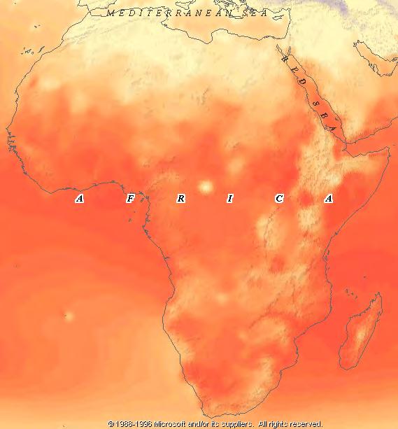 THE EFFECT OF THE SUN S MIGRATION ON SEASONAL TEMPERATURES AFRICA TROPIC OF CANCER 23½ºN TROPIC OF CANCER 23½ºN EQUATOR 0º EQUATOR 0º