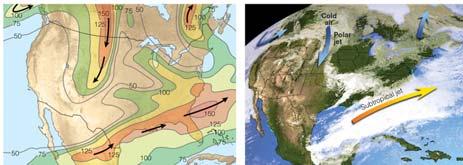 Africa and sold for slaves. Jet streams (pp. 263-269) Jet stream: Region of fast wind 1000 s of km long, a few 100 km wide, and a few km thick. Typically occurs near tropopause.