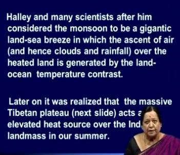 Now, what did he suggest in this? He suggested that the primary cause of the monsoon was the differential heating between ocean and land; this is what we were taught in school.