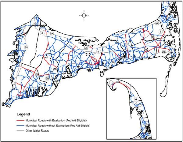Figure 3 - MassDOT Evaluation of Municipal Roads A recent effort undertaken by the CCC technical staff utilizing recent Massachusetts Roadway Inventory information has identified a slightly lower