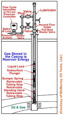Figure 1 The plunger is a cylinder of slightly smaller diameter than the tubing diameter. The exterior of the plunger can have different types of packing elements to seal against the tubing wall.