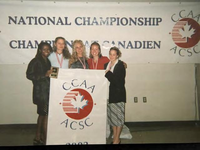 2002-2003 Cross Country Running Team 2017 Inductee Left to Right : Mary Kamau, Erin Harris, Lyndsay Payne, Karen Bridge, Brittany