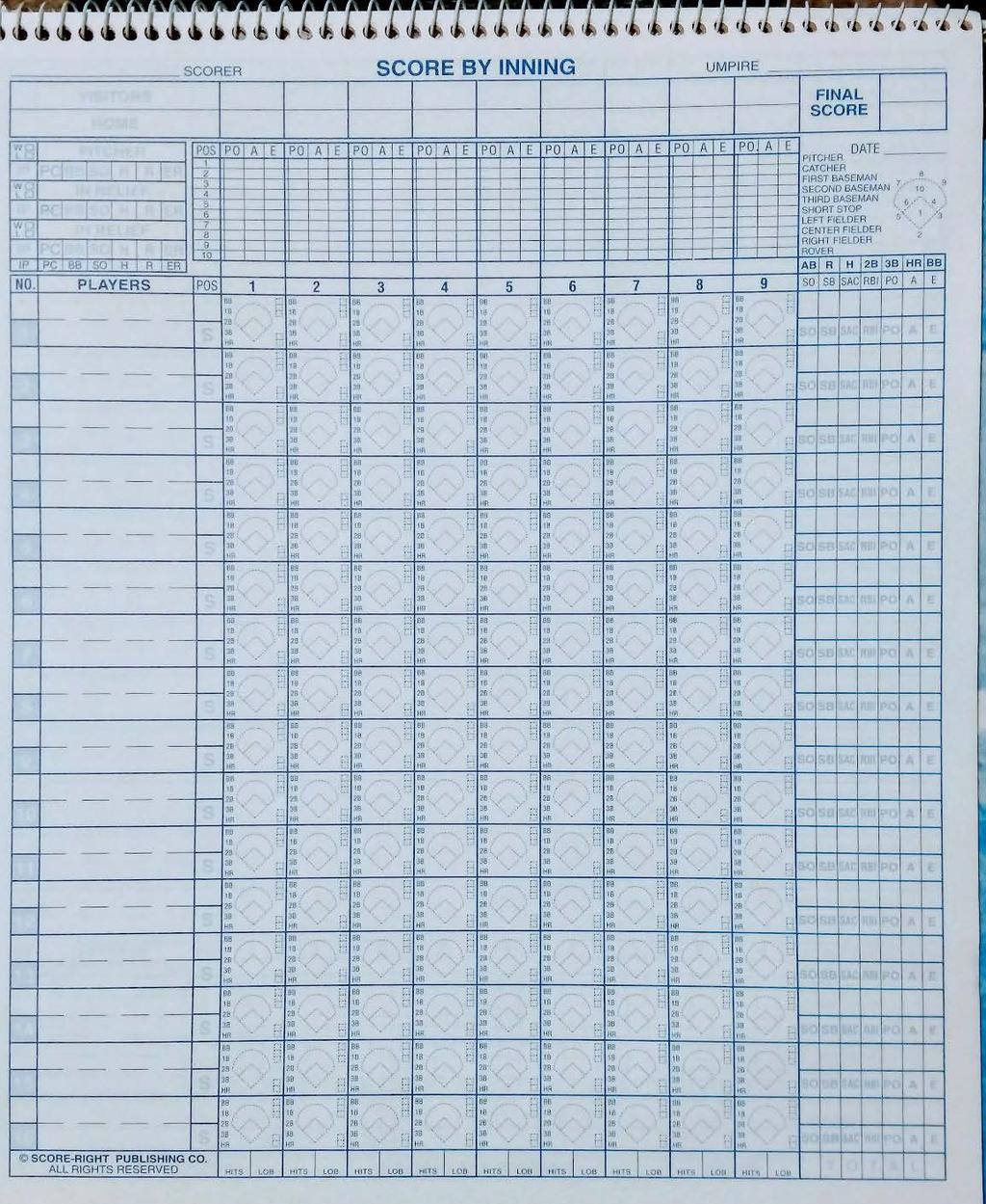 No Need to Memorize Each page in the scorebook has a helpful reminder of the numbers assigned to each position.