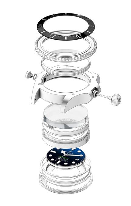 ROLEX DEEPSEA Cerachrom bezel insert SCALABLE PERFORMANCE Unidirectional rotatable bezel In 212, the innovative case architecture of the Rolex Deepsea and its Ringlock System served as the blueprint
