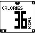CALORIES (KALORIJE) Porabljene kalorije med vadbo. DURATION (TRAJANJE) Trajanje vaše vadbe TIME OF DAY (ČAS) Čas. Fitness (Kondicija) (znak za srce je na desni strani črte) Vaš trenutni srčni utrip.