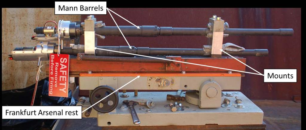 3. Discussion The 2-Mann-barrel setup shown in Fig. 7 was most recently used on a.50-cal. Fuel Fire program for ARL at Aberdeen Proving Ground, MD.