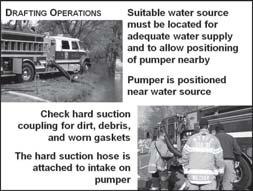 b. In order to establish a water supply from a dry hydrant, hard suction must be used and a drafting operations set