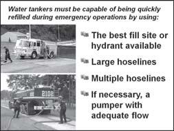 methods (4) Water tankers must be capable of being quickly refilled during emergency operations by using: (a) The best fill