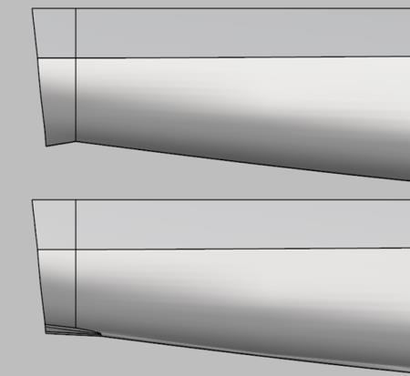 transom. This modification is shown in Figure 10. A trim wedge and a Hull Vane do not work well together, as the trim wedge deflects the flow downwards.