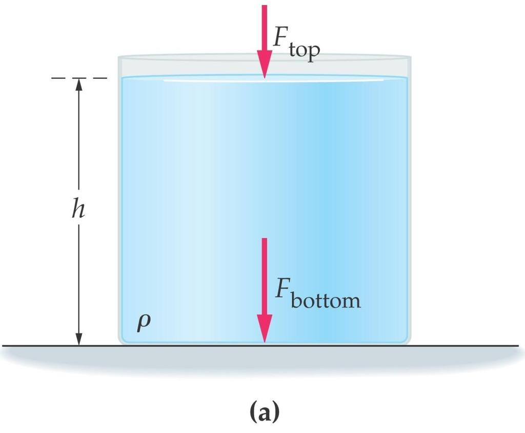 15-3 Static Equilibrium in Fluids: Pressure and Depth The increased pressure as an object