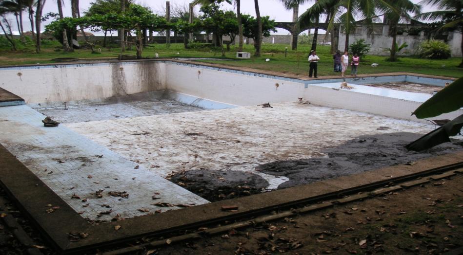 A tsunami-damaged 50m beachfront pool