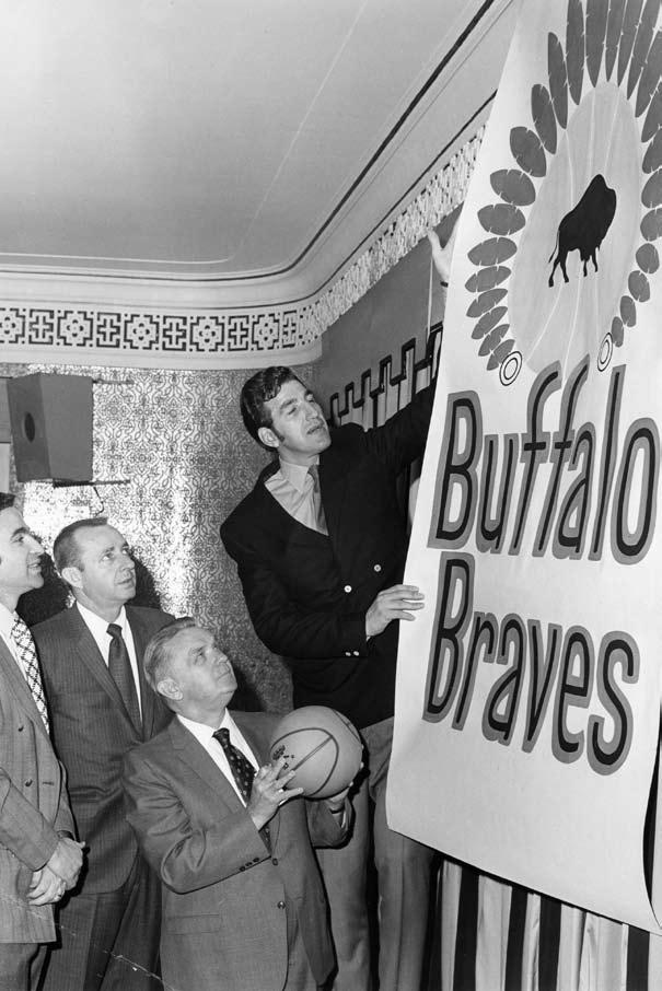 In the beginning... The new Buffalo franchise unveils its nickname the Braves, selected from over 14,000 entries in a Name the team contest.