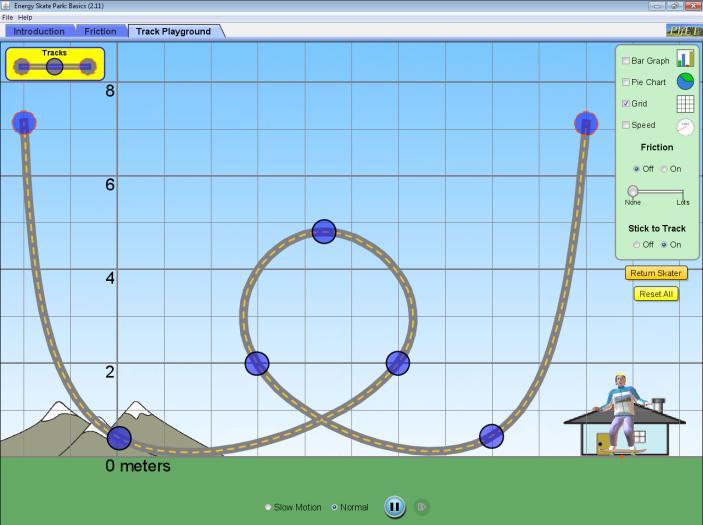 Using the track pieces in the upper right of the page, build a track with a single loop, like the track shown in the picture below.