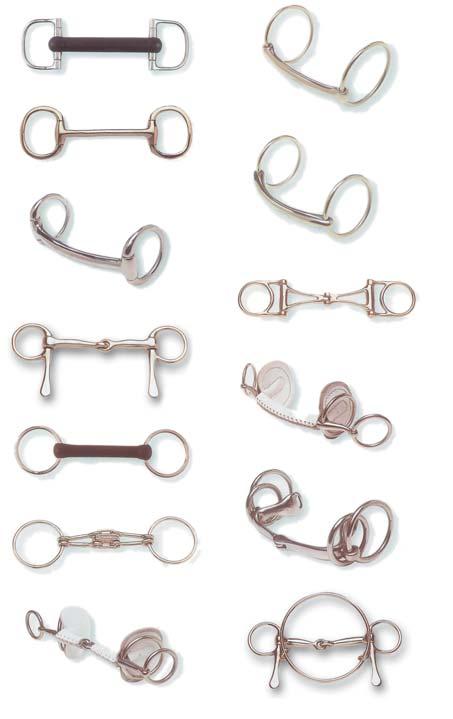 LUGGING BITS Racing Dee Bit with soft rubber Mullen mouth, must be reinforced with steel through centre Loose Ring Mullen Snaffle Mullen Mouth Eggbutt with large flat ring mouth Lightweight Loose