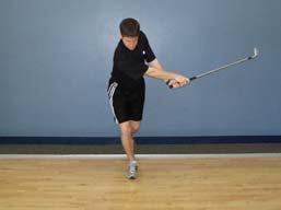 Take a backswing to a 9 o clock position then return to address focusing on a proper shoulder turn. Perform 10 repetitions then repeat on your left leg.