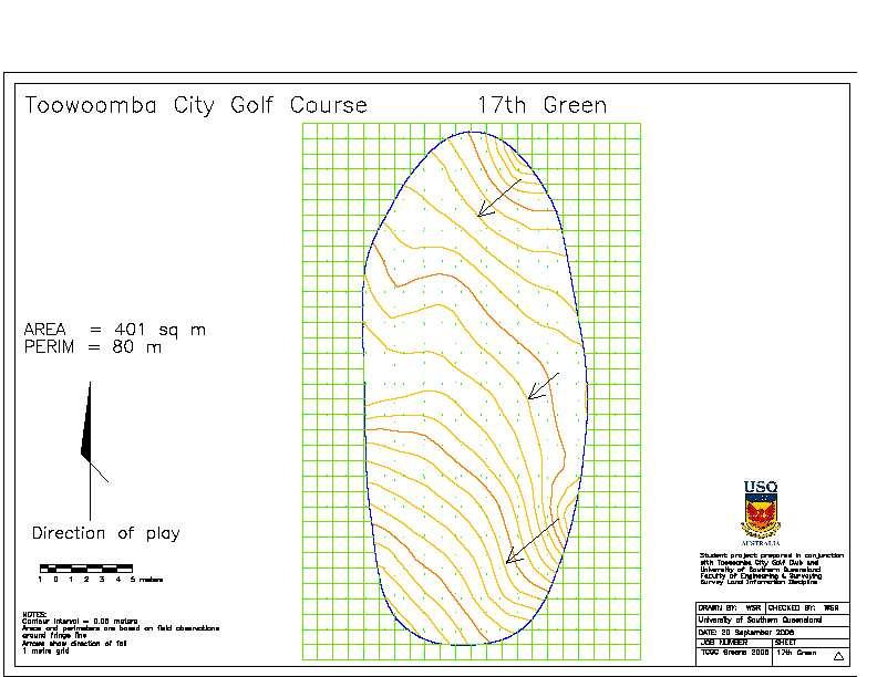 Figure 7. 17th Green map. 2 CONCLUSIONS The aim of the project was to compare three different methods for mapping flat areas, such as golf greens, to determine the most appropriate system.