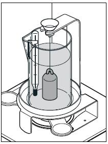 Density Determination Kit EN-8 Add the liquid whose density you wish to determine to the beaker (up to approx. 1 cm above the suspension eye of the sinker).