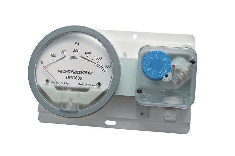 Pressure Meters Differential Pressure Gauge with Switch This device uses a SPD900-600 pressure switch combined with an analogue meter to display the instantaneous